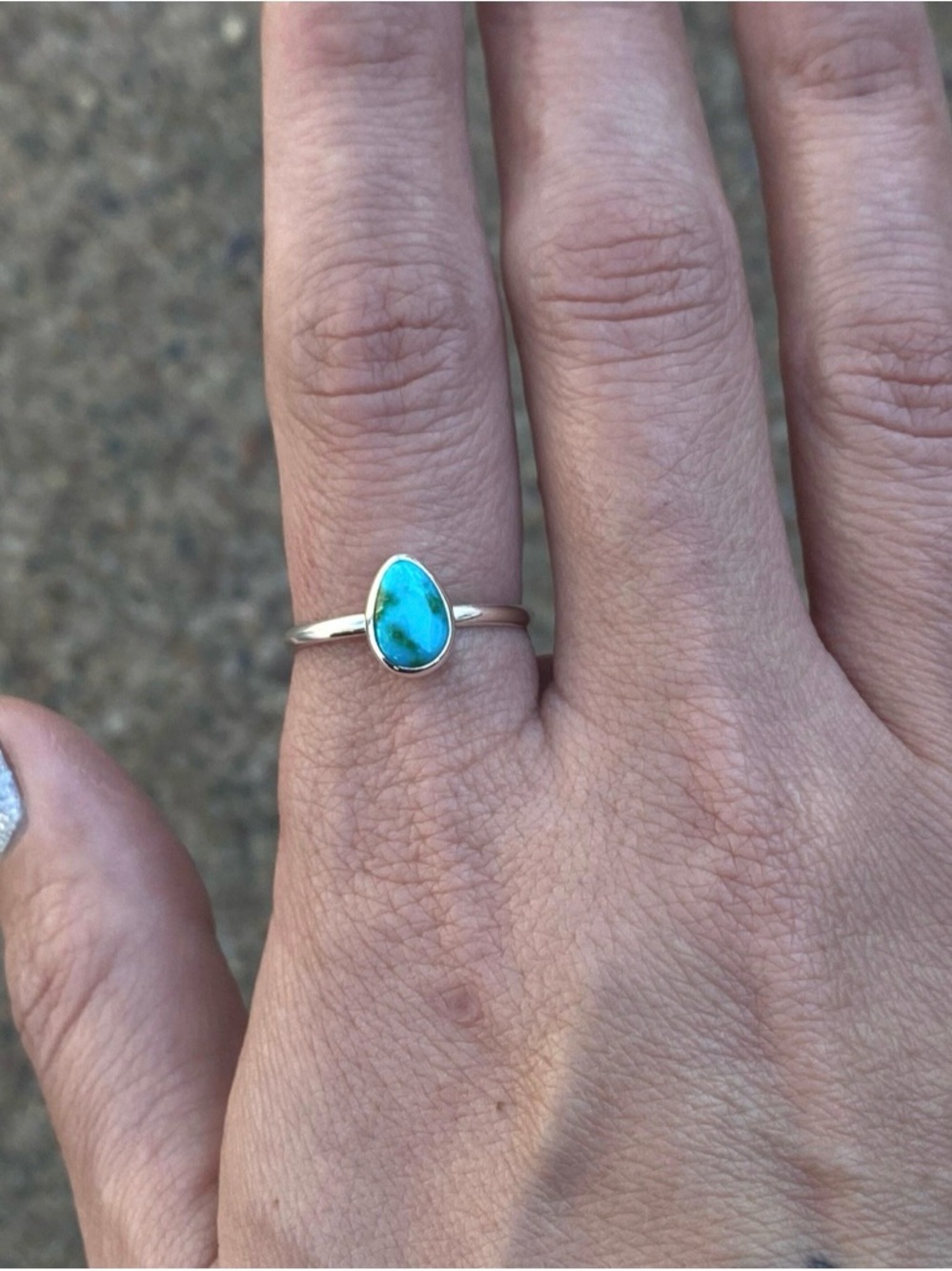 Sterling Teardrop Turquoise Ring in Blue-Green